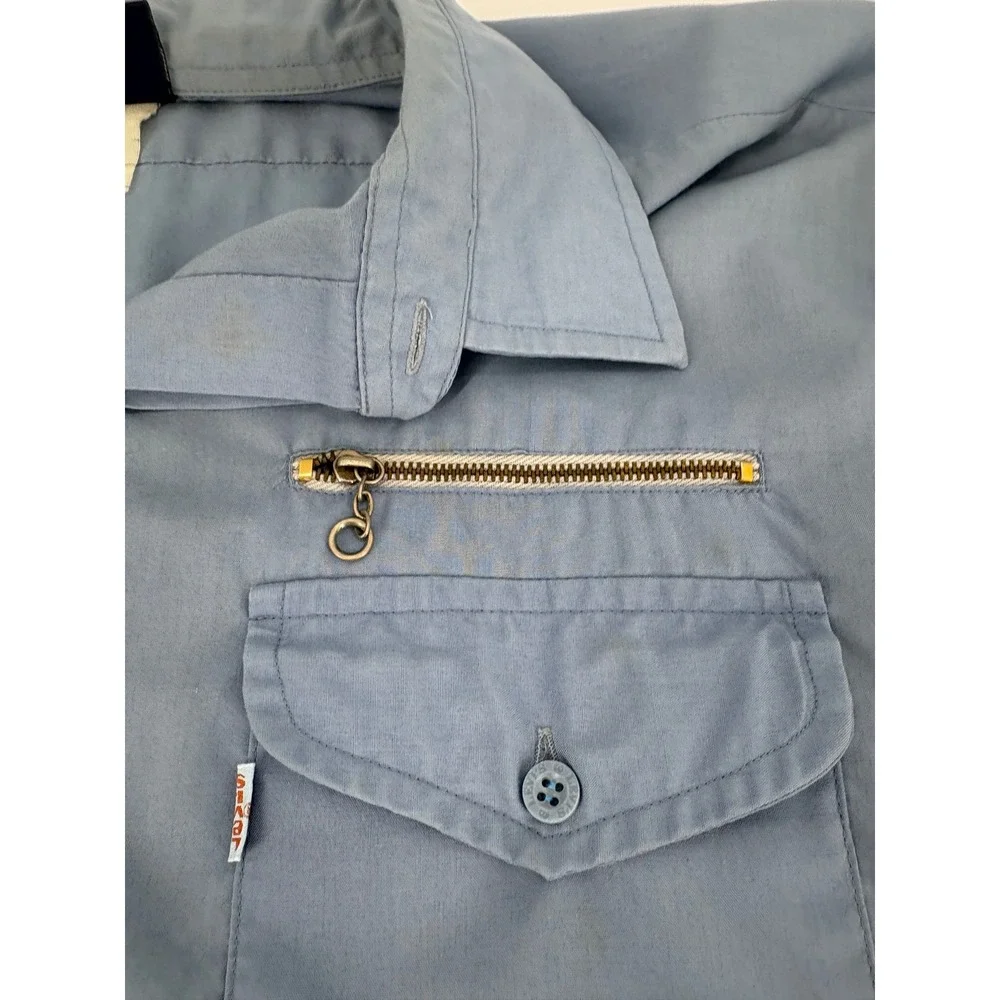 Men's Levi's Blue Long Sleeve Pocket Zip Casual Button Up Shirt‎ Size XL